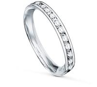 Inmaculada Romero IR Bague Or blanc 9 carats pour femme avec zircone dans un sertissage rail de 2,8 mm de large
