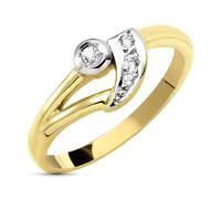 Inmaculada Romero IR Bague Or massif 9 carats bicolore avec zircon cubique, largeur maximale 7,5 mm.