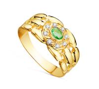 Inmaculada Romero IR Bague Panthère en or 18 carats avec émeraude naturelle de 4 mm. Zirconiums cubiques, largeur maximale 9 mm.