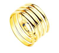 Inmaculada Romero IR Bague Serpent à quatre spires en or 9 carats avec yeux en pierre saphir et une largeur de 15 mm.