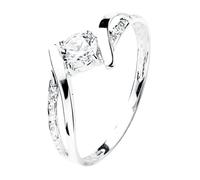 Inmaculada Romero IR Bague solitaire Bague en or blanc 9 carats avec zircon cubique de 4,5 mm. Largeur maximale de la tête : 8 mm.