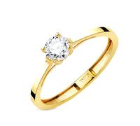 Inmaculada Romero IR Bague solitaire Bague en or jaune 18 carats à 4 griffes avec diamant de laboratoire taillé en G - VS1 de 0,50 carat