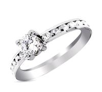 Inmaculada Romero IR Bague solitaire Corps en or blanc 9 carats, serti de zirconiums cubiques en canal de 4 mm au centre.