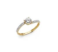 Inmaculada Romero IR Bague solitaire En or 18 carats avec zircon cubique latéral et central