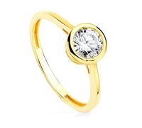 Inmaculada Romero IR Bague solitaire En or 9 carats avec un zircon cubique de 5,5 mm.