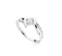 Inmaculada Romero IR Bague solitaire en or blanc 18 carats avec un zircon cubique central de 4 mm.