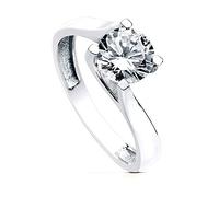 Inmaculada Romero IR Bague solitaire en or blanc 18 carats avec un zircon cubique de 7 mm au centre.