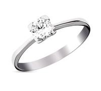 Inmaculada Romero IR Bague solitaire en or blanc 9 carats avec un zircon cubique de 5 mm au centre et des griffes