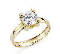 Inmaculada Romero IR Bague solitaire Or 18 carats pour femme avec griffes en zircone