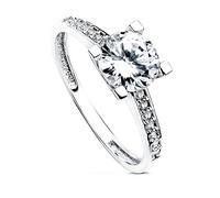 Inmaculada Romero IR Bague solitaire or blanc 18 carats et zircon cubique