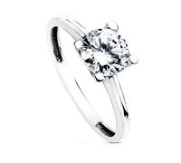 Inmaculada Romero IR Bague solitaire or blanc 18 carats et zircon cubique