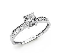 Inmaculada Romero IR Bague solitaire Or blanc 18 carats, zircon cubique de 5 mm.