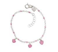 Inmaculada Romero IR Bracelet Argent massif 925, 15 cm. Détail cœur pendant de 5 mm, émaillé rose.