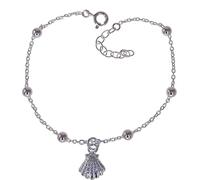 Inmaculada Romero IR Bracelet Argent massif 925, 17,5 cm. Chaîne à billes de 4 mm. Pendentif coquillage de 8 mm.