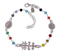 Inmaculada Romero IR Bracelet Argent sterling 925, 17 cm. Croix de Caravaca, 21 mm. Médaille de Saint Benoît, 8 mm. Vierge Miraculeuse, 10 mm.