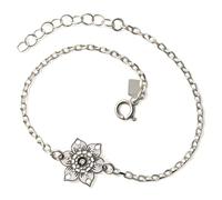 Inmaculada Romero IR Bracelet Argent sterling 925, 17 cm de long, fermoir allongé de 2 mm, détail de fleur de 15 mm.