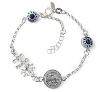 Inmaculada Romero IR Bracelet Argent sterling 925, 18 cm. Croix de Caravaca, 20 mm. Médaille de Saint Benoît, 12 mm. Mauvais œil, 8 mm.