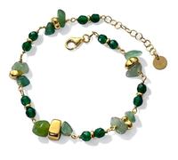 Inmaculada Romero IR Bracelet Argent sterling 925, plaqué or, 18 cm. Pierres naturelles : agate facettée, aventurine et hématite.