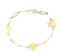 Inmaculada Romero IR Bracelet Bague de Première Communion en or 9 carats, 16 cm, ornée de motifs animaliers de 4,5 mm et de 7 perles.