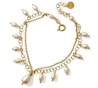 Inmaculada Romero IR Bracelet Chaîne double rolo de 17 cm plaquée or, en argent sterling 925 et ornée d'une combinaison de perles.