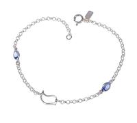 Inmaculada Romero IR Bracelet Chaîne rolo en argent sterling 925 de 18,5 cm avec oiseau ajouré et pierres bleues