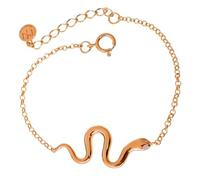 Inmaculada Romero IR Bracelet Chaîne rolo en argent sterling 925 plaqué or de 15,5 cm, 2 mm de large, avec un pendentif serpent de 30 mm et des pierres en oxyde de zirconium.