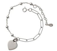 Inmaculada Romero IR Bracelet En argent sterling 925, 17 cm de long. Forgé de 4 mm. Boules combinées de 4 mm. Pendentif cœur de 16 mm.