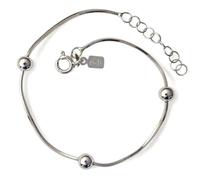 Inmaculada Romero IR Bracelet En argent sterling 925, 18 cm de long, avec une queue de taupe de 1 mm et des perles lisses de 5 mm.