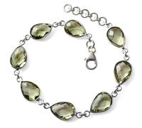 Inmaculada Romero IR Bracelet En argent sterling 925, 20 cm, avec une pierre d'olivine naturelle de 14 mm, en forme de larme.