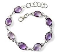 Inmaculada Romero IR Bracelet en argent sterling 925m, 17 cm de long, avec 10 pierres d'améthyste de 9 mm.