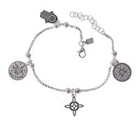 Inmaculada Romero IR Bracelet Pendentif de protection en argent sterling 925 de 17,5 cm. Tétragramme, nœud de sorcière, main de Fatima