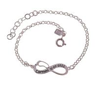 Inmaculada Romero IR Bracelet Pendentif personnalisé en argent sterling 925 de 17,5 cm avec nom et date de naissance, symbole de l'infini 15 mm.