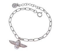 Inmaculada Romero IR Bracelet Scarabée égyptien en argent sterling 925, 16 cm. Chaîne maille forçat de 3,3 mm. Scarabée rhodié de 23 mm.