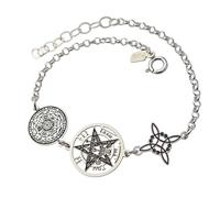 Inmaculada Romero IR Bracelet Triple protection en argent sterling 925, 17 cm. Nœud de sorcière, tétragramme, 7 archanges