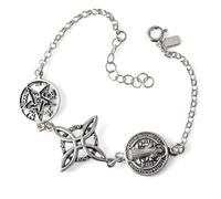 Inmaculada Romero IR Bracelet Triple protection en argent sterling 925, 17 cm. Nœud de sorcière, tétragramme, Saint Benoît