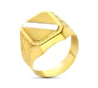 Inmaculada Romero IR Chevalière Bague croix creuse sculptée en or bicolore 9 carats, dimensions de la tête 16 x 14 mm.