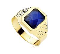 Inmaculada Romero IR Chevalière Bague enfant en or 18 carats avec une pierre spinelle bleue naturelle de 9 x 7 mm et des détails latéraux en forme de diamant