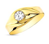 Inmaculada Romero IR Chevalière Bague enfant en or 9 carats avec zircon cubique de 5 mm, largeur maximale de la tête 8 mm.