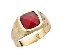 Inmaculada Romero IR Chevalière Bague pour homme en or 9 carats avec pierre rouge sculptée, 9 mm. [AB3696]