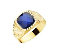 Inmaculada Romero IR Chevalière Or 18 carats, pierre spinelle bleue naturelle, carrée de 9 mm.
