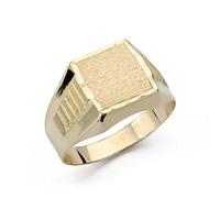 Inmaculada Romero IR Chevalière Or 18 carats pour enfants, détails sculptés brillants, centre en diamant