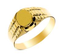 Inmaculada Romero IR Chevalière Ornement de tête ovale creux en or 9 carats pour enfant, 8 x 6 mm. Sculpté.