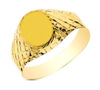 Inmaculada Romero IR Chevalière Ornement de tête ovale en or 9 carats pour enfant, 19 x 9 mm, sculpté en creux