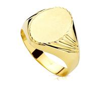 Inmaculada Romero IR Chevalière Pendentif ovale creux en or 9 carats, 16 x 12 mm. Gravure incluse - Personnalisable