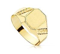 Inmaculada Romero IR Chevalière Plaque creuse en or 18 carats pour gravure enfant, 8,5 x 7 mm.