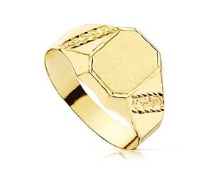 Inmaculada Romero IR Chevalière Plaque creuse en or 18 carats pour gravure enfant, 8,5 x 7 mm.