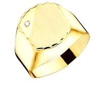 Inmaculada Romero IR Chevalière Tête creuse en or 9 carats sertie d'un zircon cubique, dimensions 13 x 11 mm. Bord ciselé.