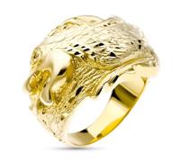 Inmaculada Romero IR Chevalière Tête de dragon sculptée en or 9 carats, largeur maximale de la tête 22 mm.