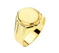 Inmaculada Romero IR Chevalière Tête ovale creuse en or 9 carats, relief 12 x 10 mm. Gravure incluse - Personnalisable - GRAVURE INCLUSE