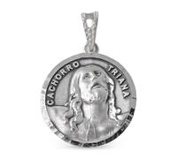 Inmaculada Romero IR Chiot Médaille religieuse Triana en argent massif 925, 21 mm. Christ en relief.